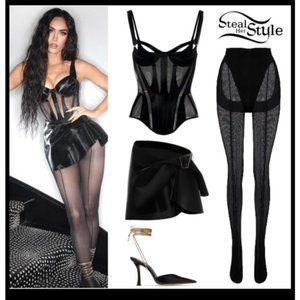 Mugler x Wolford center seam black tights